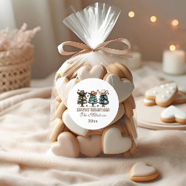 Rustic Howdy Christmas Cowboy Hat Family Runder Aufkleber