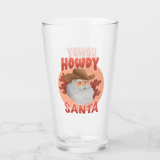 Rustic Howdy Santa Western Cowboy Weihnachten Glas (Vorderseite)