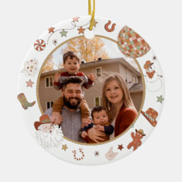 Rustic Howdy Western Foto Weihnachten Keramik Ornament