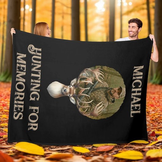 Rustic Hunter Deer Antler Memories Photo Fleecedecke