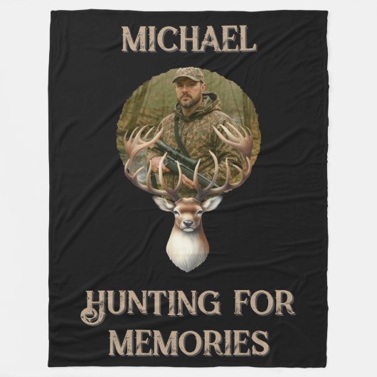 Rustic Hunter Deer Antler Memories Photo Fleecedecke (Vorderseite)