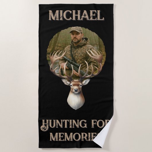 Rustic Hunter Deer Antler Outdoors Man Photo Strandtuch (Vorderseite)