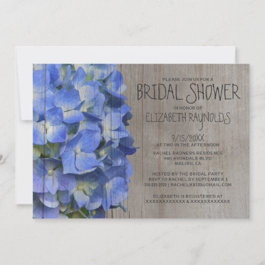 Rustic Hydrangea Bridal Dusche Einladungen (Vorderseite)