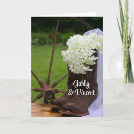 Rustic Hydrangea Cowboy Boots Country Wedding Einladung