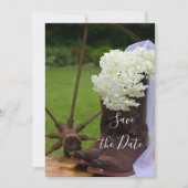 Rustic Hydrangea Cowboy Boots Save the Date (Vorderseite)