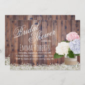 Rustic Hydrangea Jar Gipskraut Brautparty Einladung (Vorne/Hinten)