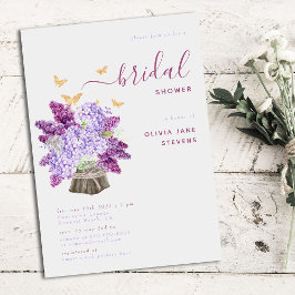 Rustic Hydrangea Lilac Elegant Boho Brautparty Einladung