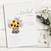 Rustic Hydrangea Sonnenblumen Elegantes Brautparty Einladung