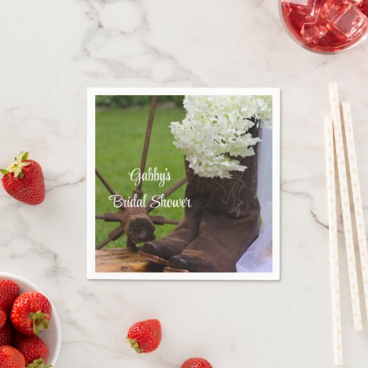 Rustic Hydrangea und Cowboy Boots Brautparty Serviette (Beispiel)