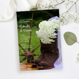 Rustic Hydrangea und Cowboy Boots Engagement Party Einladung