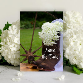 Rustic Hydrangea und Cowboy Boots Save the Date
