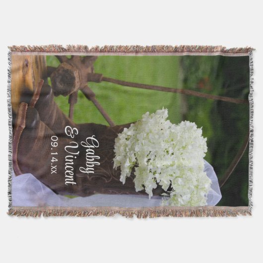 Rustic Hydrangea und Cowboy Boots Western Wedding Decke (Vorderseite)