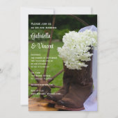 Rustic Hydrangea und Cowboy Boots Western Wedding Einladung (Vorderseite)