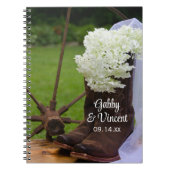 Rustic Hydrangea und Cowboy Boots Western Wedding Notizblock (Vorderseite)