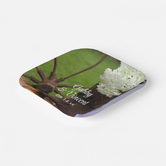 Rustic Hydrangea und Cowboy Boots Western Wedding Pappteller (Gewinkelt)