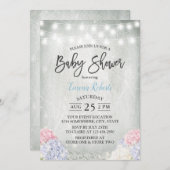Rustic Hydrangeas Floral Elegant Baby Dusche Einladung (Vorne/Hinten)