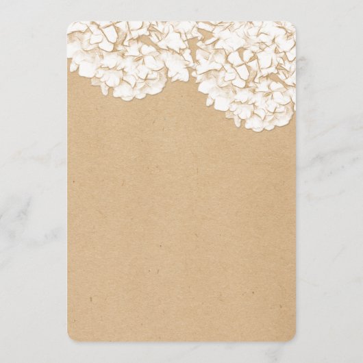 Rustic Hydrangeas Floral Wedding Advice Hinweiskarte (Rückseite)