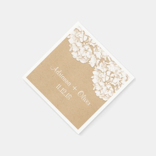 Rustic Hydrangeas Floral Wedding Serviette (Ecke)