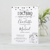 Rustic I Do GRILLEN Mason Jar String Lights Verlob Einladung (Stehend Vorderseite)