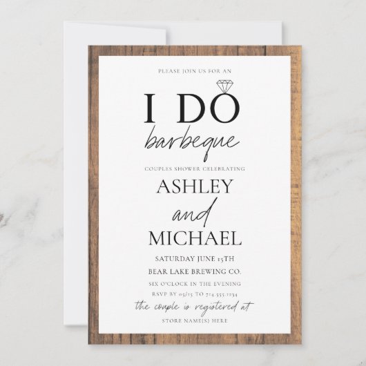 Rustic I DO GRILLEN Simple Script Foto Dusche Einladung (Vorderseite)