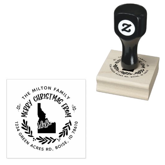 Rustic Idaho Frohe Weihnachtsfeier Rücksendeadress Gummistempel (Stempel)