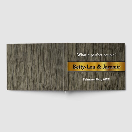 Rustic Imitats Gold Look Matrimone Gästebuch (Voll)
