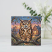 Rustic Impasto Great Horned Owl Blank (Stehend Vorderseite)