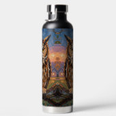 Rustic Impasto Great Horned Owl  Trinkflasche (Rechts)