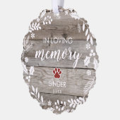 Rustic In Loving Memory PET Memorial Photo Ornament Karte (Links)