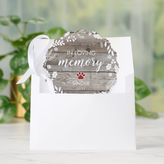 Rustic In Loving Memory PET Memorial Photo Ornament Karte (Umschlag)
