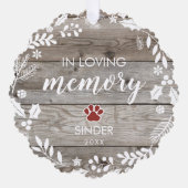 Rustic In Loving Memory PET Memorial Photo Ornament Karte (Vorderseite)