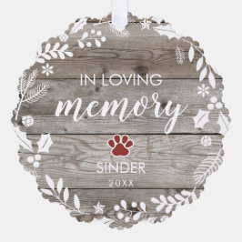 Rustic In Loving Memory PET Memorial Photo Ornament Karte