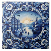 Rustic Indigo River Azulejos Fliese (Vorderseite)