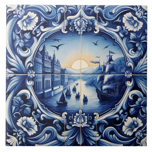 Rustic Indigo River Azulejos Fliese (Vorderseite)