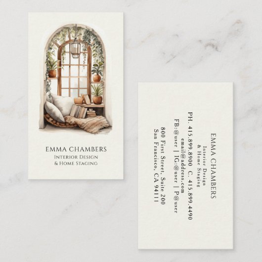 Rustic Interior Designer Home Stager Visitenkarte (Vorne/Hinten)