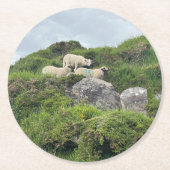 Rustic Ireland Three Irish Sheep Runder Pappuntersetzer (Vorderseite)