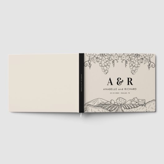 Rustic Ivory Vineyard Napa Valley Winery Wedding Gästebuch (Voll)