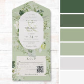 Rustic Ivy Ferns & Greenery Sage Green QR Code All In One Einladung