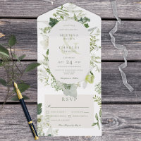 Rustic Ivy Ferns & Greenery Weißes Abendessen