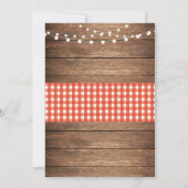 Rustic Jar Birthday Party Wood Red Gingham Einladung (Rückseite)