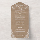 Rustic Jar Lights Lace Wedding Kraft All In One Einladung (Innen Boden)