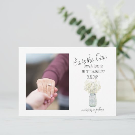 Rustic Jar Save the Date (Stehend Vorderseite)