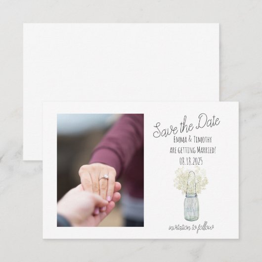 Rustic Jar Save the Date (Vorne/Hinten)