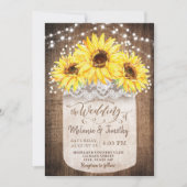 Rustic Jar Sunflower Wood Wedding Einladungen (Vorderseite)