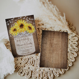 Rustic Jar Sunflower Wood Wedding Einladungen