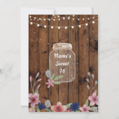 Rustic Jar Sweet 16 Party Wood Floral Einladung (Rückseite)