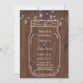 Rustic Jar Twinkle Lights Wedding Einladung (Vorderseite)