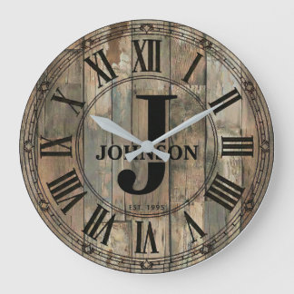 Rustic Johnson Familienuhr | Farmhouse-Dekor  Große Wanduhr