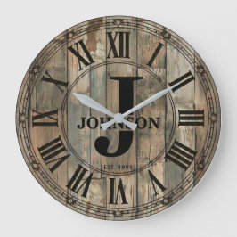 Rustic Johnson Family Clock | Farmhouse Decor  Große Wanduhr