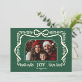 Rustic Josh Christmas Bow Ribbon Foto Frame Einladung (Stehend Vorderseite)